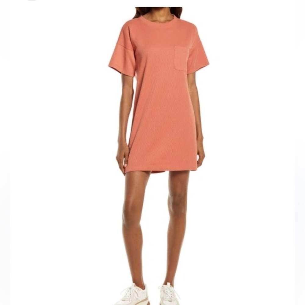 DKNY silk mini dress tunic salmon pink small orange top